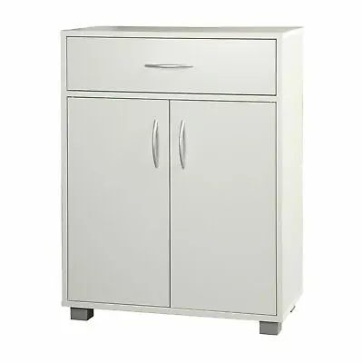 2 Tier Wooden Storage Cabinet Unit Hallway Living Room Cupboard W/ Drawer White • £59.95
