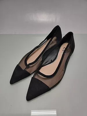 Zara Pumps Black Pointy Toe Fabric Mesh Slip On Shoes Size EU40/US9.5 • $45.50