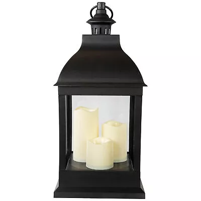 Northlight 20  Large Black Candle Lantern With 3 Flameless LED Candles • $54.17