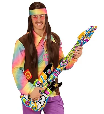 Inflatable Groovy Guitar - 105cm Fancy Dress Kids Party Prop Blow Up Reusable • £3.99