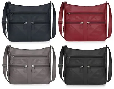 Ladies Organiser Handbag Long Shoulder Strap Bag Across Cross Body Compartments • £10.99