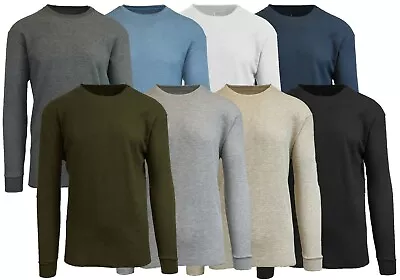 Men's Crew Neck Waffle-Knit Long Sleeve Thermal Shirts (S-5XL) NWT Free Shipping • $9.95