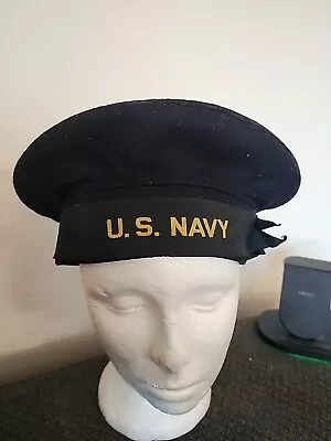 Vintage US Navy Military WWII Era US Navy Wool Beret Hat Cracker Jack • $20