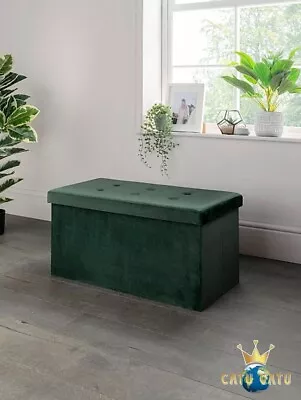 £44.90 • Buy Long Forest Green Velvet Ottoman Storage Space Bed Bench Toy Box Foot Stool New