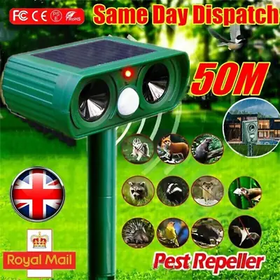 Ultrasonic Solar Pest Repellent Cat Dog Fox Scarer Deterrent Repeller Garden Uk • £12.99