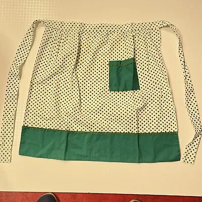 Vintage Green & White Cotton Polka Dot ½ Apron St Patrick’s Day • $9