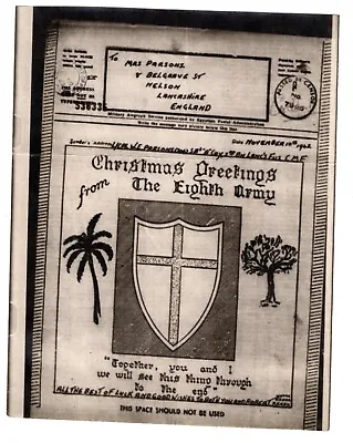 WWII Illustrated V-Mail - Christmas 8th Army British Censor • $17.50