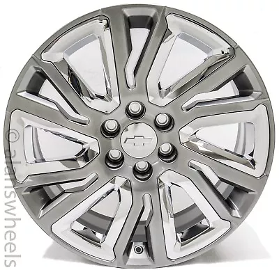 4 Chevy Silverado Tahoe Hyper Silver Chrome Inserts 22”OEM Wheels Rims Lugs 5901 • $1595