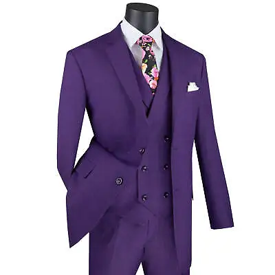VINCI Men's Glen Plaid 3-Piece Suit 36S-62L 5 Colors Classic Fit - NEW • $130