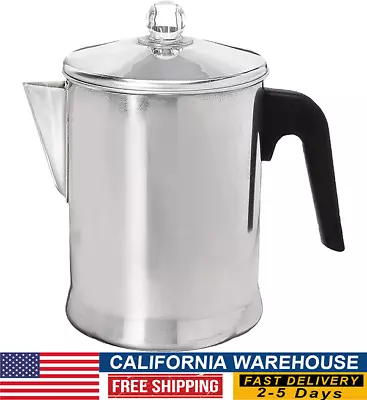 Heavy Duty Stove Top Percolator Coffee Pot Maker Aluminum Steel 9-Cup. 3-Day • $24.89