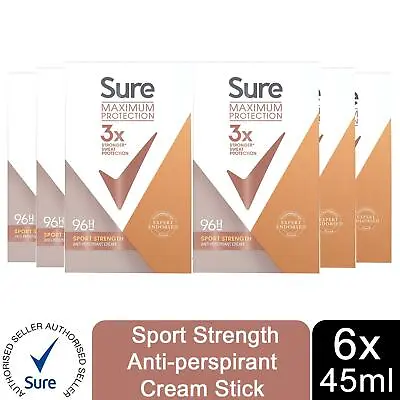 £21.99 • Buy Sure Women Maximum Protection Sport Strength Anti-Perspirant Cream, 6 Pack, 45ml