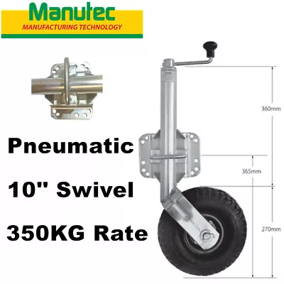 Manutec Trailer 10  Jockey Wheel Pneumatic U Bolts Style Bracket 350kg Rate • $132