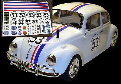 RC HERBIE 10th Scale Decals Stickers To Fit Tamiya Sand Scorcher Beetle Etc • £10.95