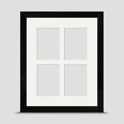 BLACK 10x8 PHOTO FRAME Incl SOFT WHITE Mount For Four ACEO 3.5x2.5 PRINTS ART • £18.45