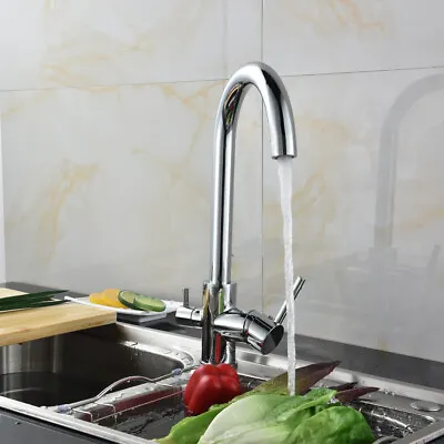 3-Way Kitchen Sink Faucet Waterfilter Tap Mixer Drinking Water Filter Chrome NEW • £51.86