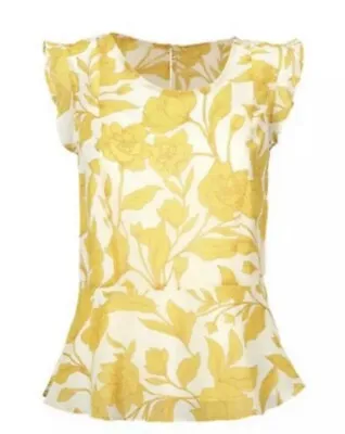 Cabi New NWT Sunrise Top #5899 White Yellow Floral 2 Piece Chiffon XS - XL • $53.40