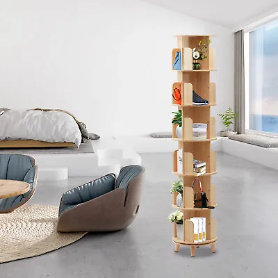$145.99 • Buy 6 Tier 360 Degree Rotating Multifunctional Bookcase Wood Storage Rack Bookshelf