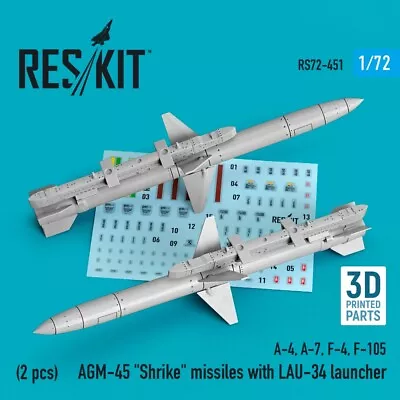 1/72 ResKit RS72-0451 AGM-45  Shrike  Missiles With LAU-34 Launcher (2 Pcs) (A-4 • $12