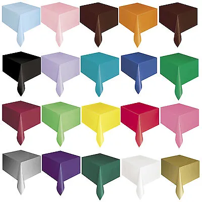 PLASTIC TABLECOVERS Table Cloth Cloths Party Birthday Rectangle Oblong 23 Colour • £2.78