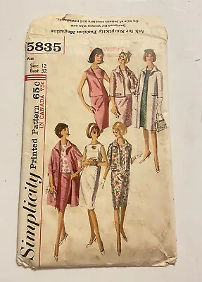 Vintage 1954 Simplicity Printed Pattern 65c #5835 Size 12 Bust 32 W/ All Pieces • $125
