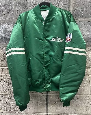 Vintage 1980s New York Jets Starter Pro Line Satin Jacket XL Green • $299.99