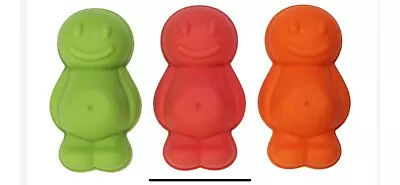 3 Jelly Baby SHAPED SILICONE JELLY/CAKE MOULDS - Red Orange And Green • £3