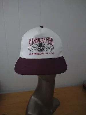 John Wayne Vintage Snapback Hat Cap Beige Burgundy Winterset Iowa American Hero • $22