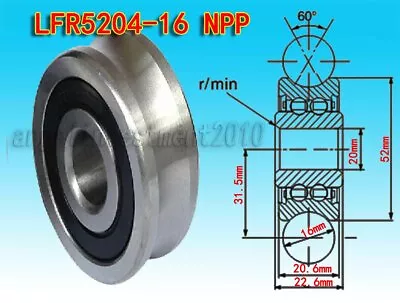 1pc LFR5204-16NPP 16mm U Groove LFR5204NPP-16 Track Guide Bearing   • $13.99