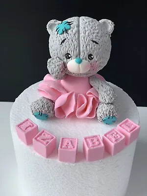 £35.99 • Buy Me To You Teddy Bear Plus Name Blocks Edible Birthday Christening Cake Topper