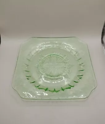 Jeanette Adam Depression Glass Saucer Uranium Glass Vaseline Vintage 6 Inch • $11.99