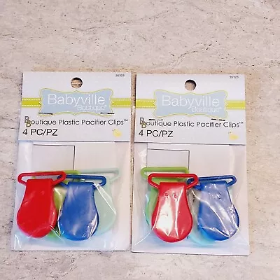 Babyville Boutique Plastic Pacifier Clips 2 Packs Of 4 Each • $7