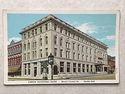 A2053 Postcard Union Bank Building Hotel Marble Hall Mt Carmel PA Pennsylvania • $4.99