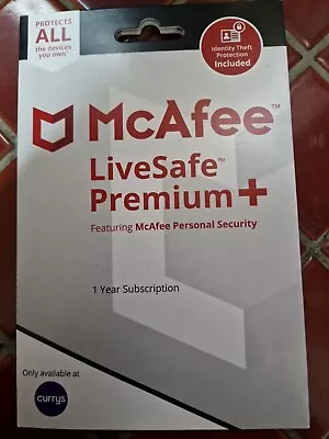 £18.99 • Buy McAfee LiveSafe Premium+ 1 Year Anti Virus Live Safe PC Mac Android IOS
