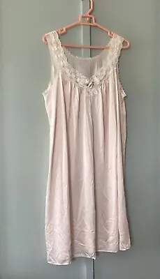 VTG Lorraine Womens Nylon Lace Full Slip Dress Size Large Nylon Beige Sleeveless • $24.99