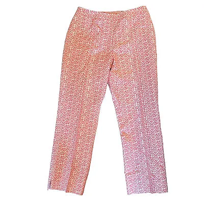 SIGRID OLSEN Sz 6 High Rise Silk Cotton Coral Graphic Pattern Ankle Pants • $20