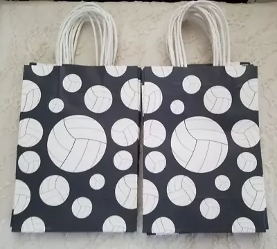 15 Ct. 8x6x3 Inch Volleyball Paper Gift Birthday Party Treat Bags W/ Handles • $6.95