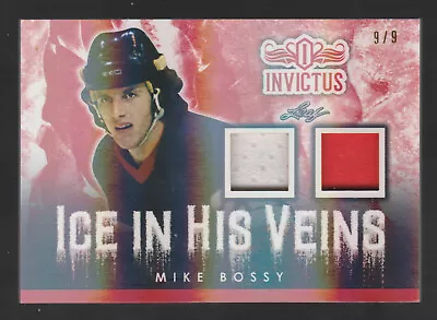 Mike Bossy 2017-18 Leaf Invictus Ice In His Veins Red Double Jersey #IV-14 9/9 • $25