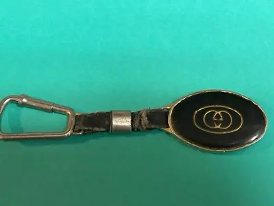 Vintage Gucci Black & Gold Tone Key Chain Fob Logo 1980s Italy Intact DS30 • $75