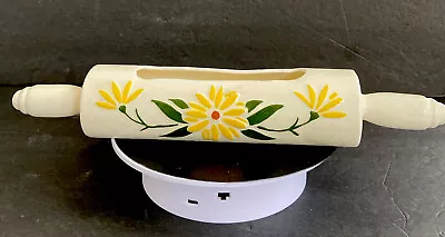 $12 • Buy Vtg Ceramic Rolling Pin Planter Yellow Floral Kitchen Flower Pot 14 