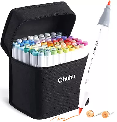 Ohuhu 72 Alcohol Brush Markers Double Tipped Sketch Markers For Kids Artist Art • $119.99