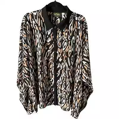 Bob Mackie Wearable Art Women’s Multicolor Sheer Button Front Top Size 2X • $28