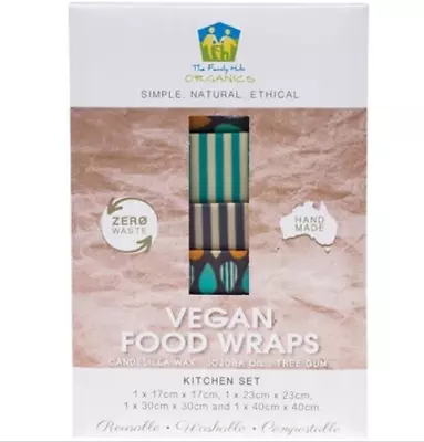 The Family Hub Organics Vegan Food Wraps - Kitchen Set 4 Pack • $38.95