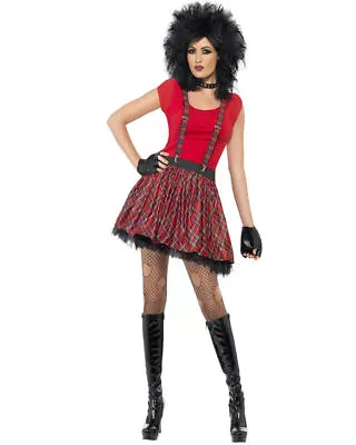 Punk Rocker Kit Costume 80's Tartan Tutu Skirt Braces One Size 80s Fancy Dress • $32