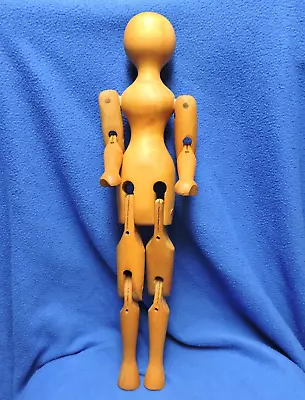 Vintage Female Articulated Wooden Artist Model Mannequin Doll 18  • $89.99