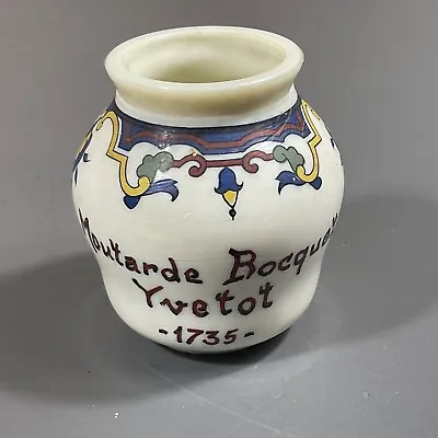 Moutarde Bocquet Yvetot Vintage 1735 Bowl Mustard Milk Jar Glass Painted NO LID • $9.44