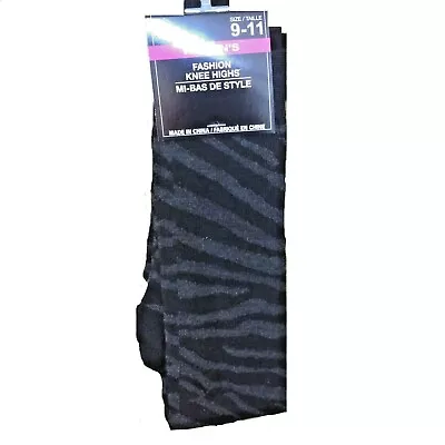 Funky Novelty TIGER ZEBRA STRIPE KNEE SOCKS Animal Print Gothic Women-Black/Gray • $3.97