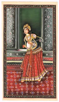 Qajar Art - Hand Miniature Persian Woman Painting Gouache Pigments 6x11 Inches • $699.99