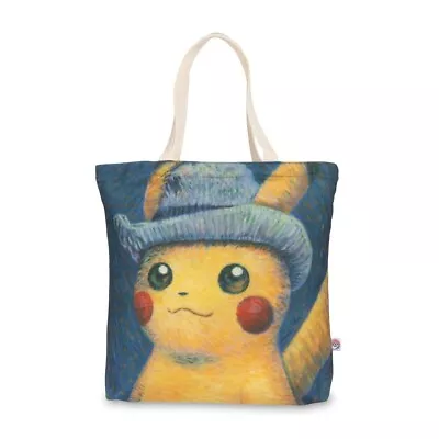 Van Gogh Pikachu Canvas Tote Bag Self-Portrait Grey Felt Hat Pokemon Center • $54.99