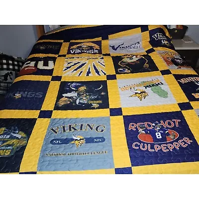 Handmade Queen Size Quilt Like Minnesota Vikings Blanket • $60