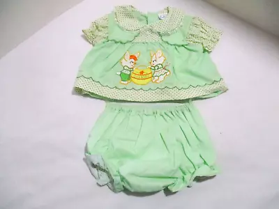 Vintage Cradle Togs Bunnies With Cookie Jar Baby Dress 0-3 Months • $13.85
